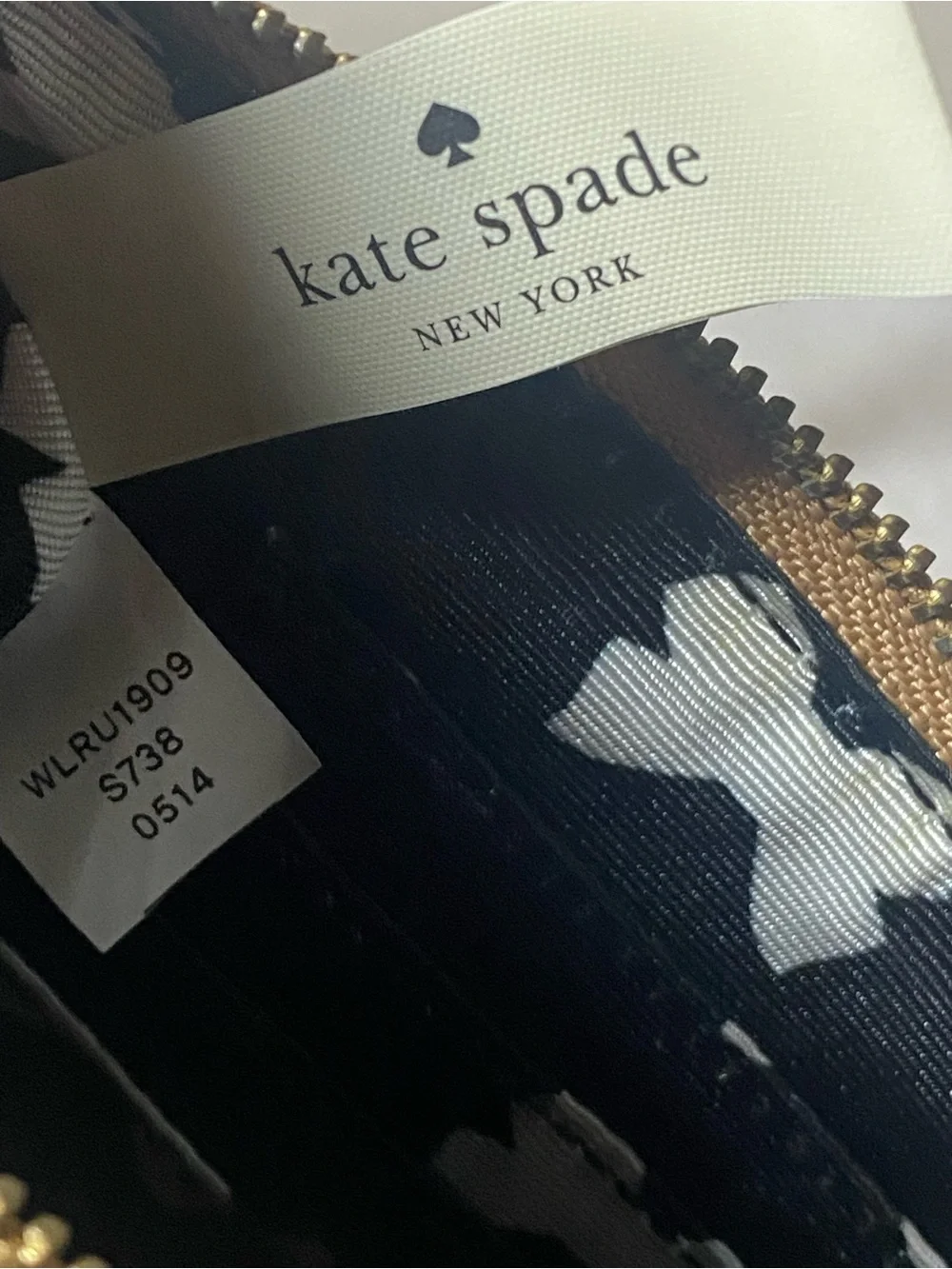kate spade Caramel Wristlet with Black Bow and Gold Heart-Link Extender